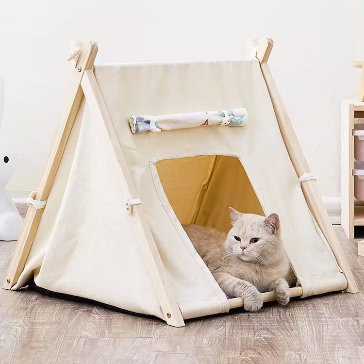 All-season pet dog tent indoor small dog kennel wooden cat tent