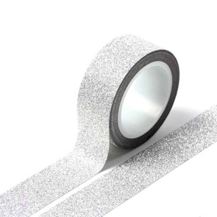 Silver Decorative Tapes For Diy Decor Planners Scrapbooking Adhesive Schoolparty Supplies Glitter Washi Tape