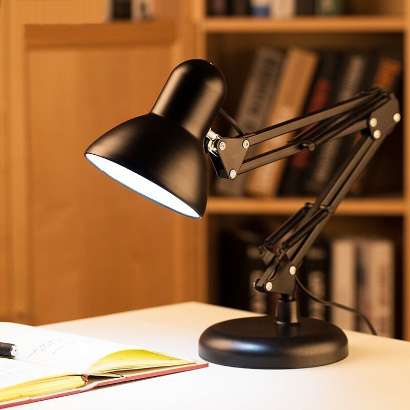 Punk style Base Light Bulb Adjustable Metal Swing Arm Desk Lamp Classic Book Lights For Bedroom Study Office Table Lamp