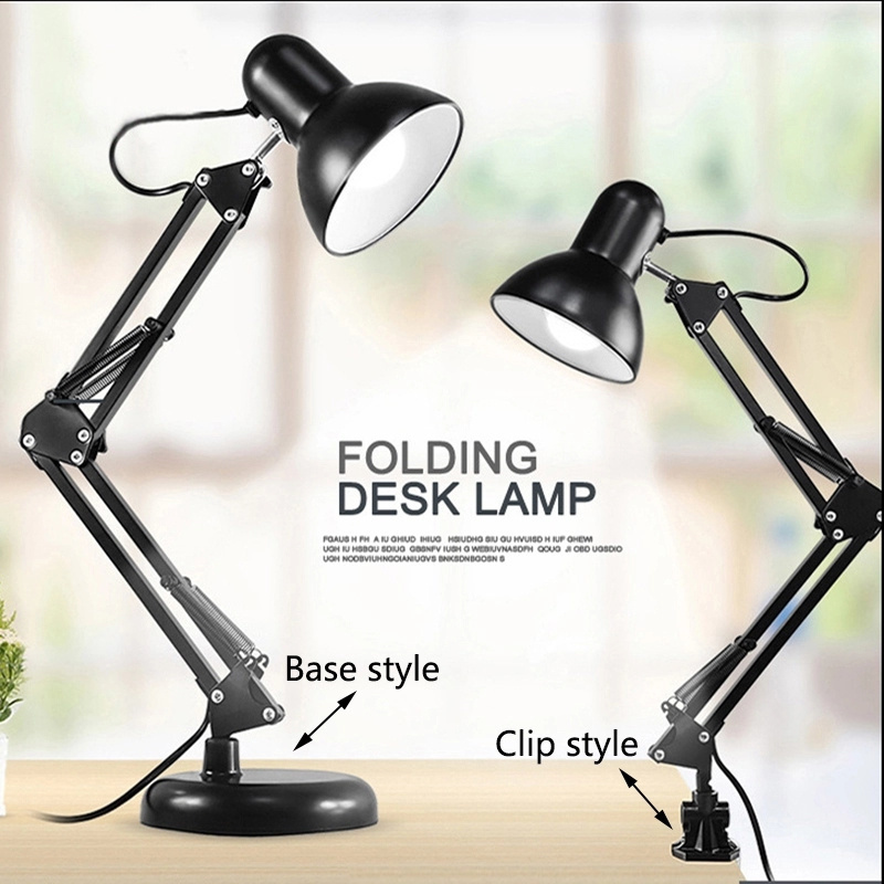 Adjustable foldable table salon light Reading light with clip double arms Iron swinging arm table lamp