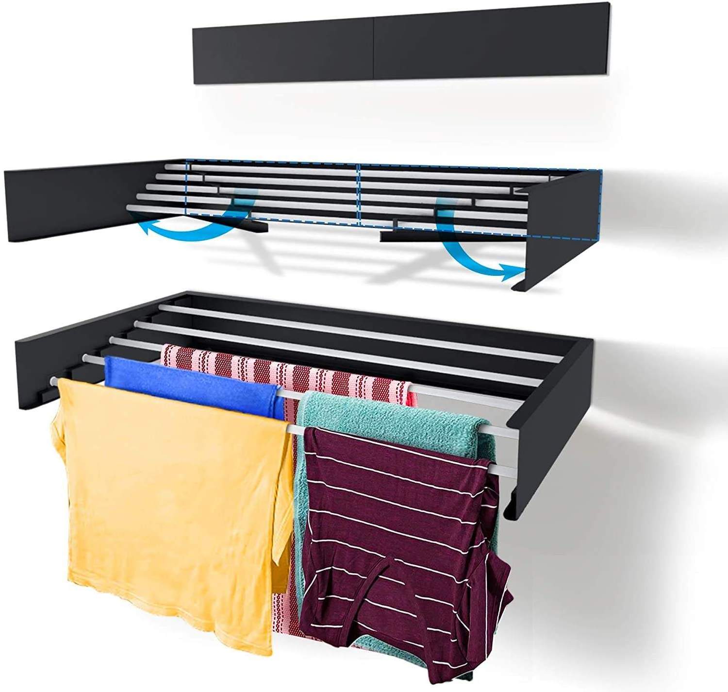 NEW Arrival multi-functional wall mounted metal folding compact dry clothes dryer laundry drying rack for home