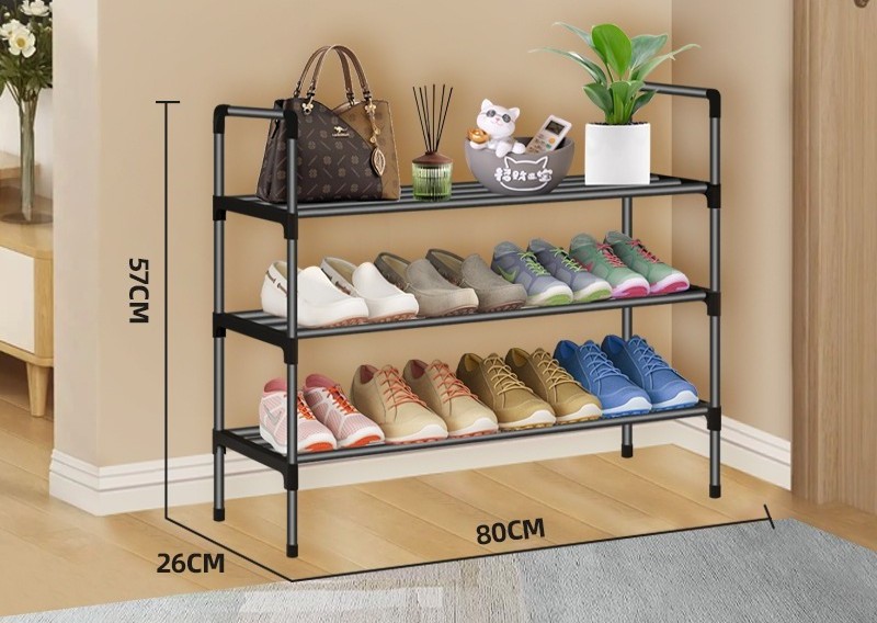 Metal shoe rack Small apartment combination shoe rack dust-proof multi-layer steel reinforced steel stair shoe cabinet