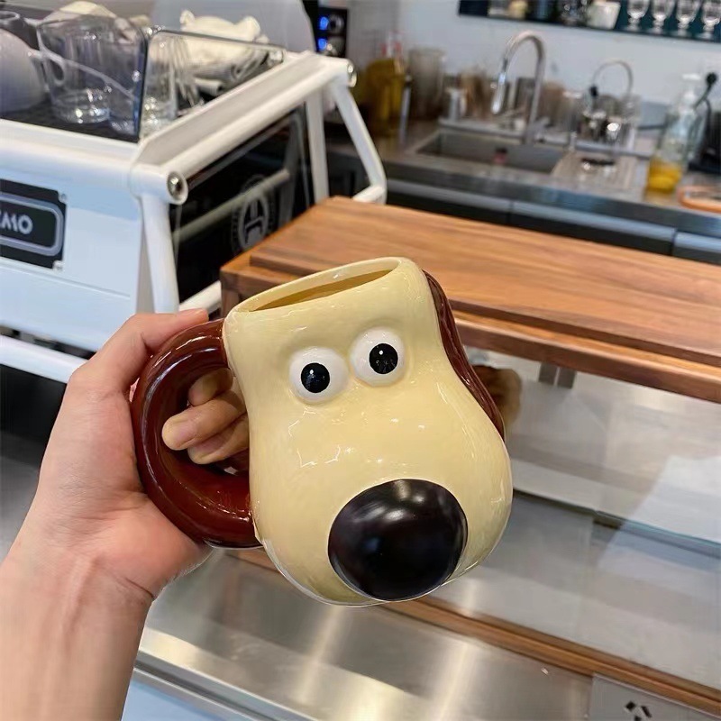 Cartoon Big Hand Painted 3D Dog Mug Ceramic Large Capacity Breakfast Cup Personalized Handmade Porcelain Coffee Mugs