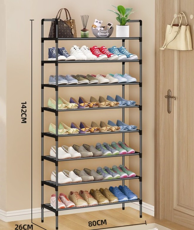 Metal shoe rack Small apartment combination shoe rack dust-proof multi-layer steel reinforced steel stair shoe cabinet