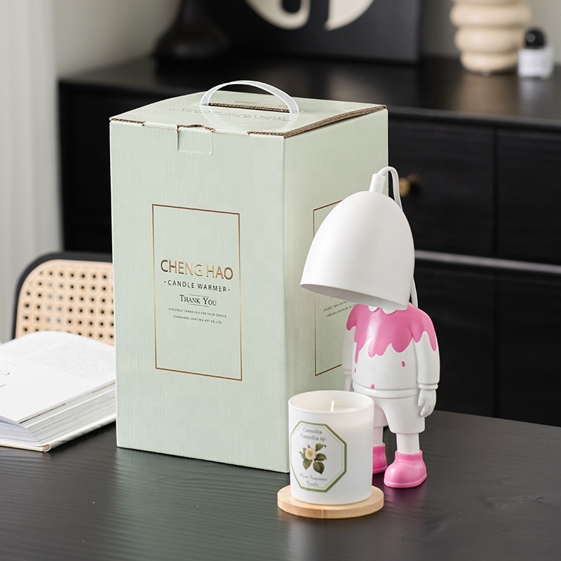 Fireless Aromatherapy Decorative Gift Table Lamp Pink Speckle Robot Aromatherapy Wax Melting Lamp