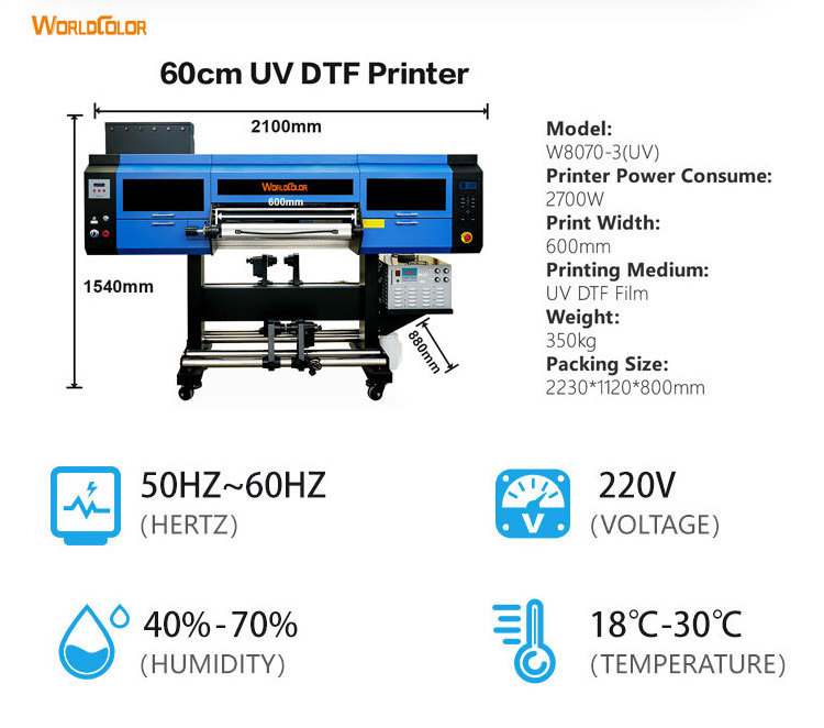 3 i3200 heads UV DTF printer printing machine 60cm roll printer with laminator AB film printer all in one for sticker label