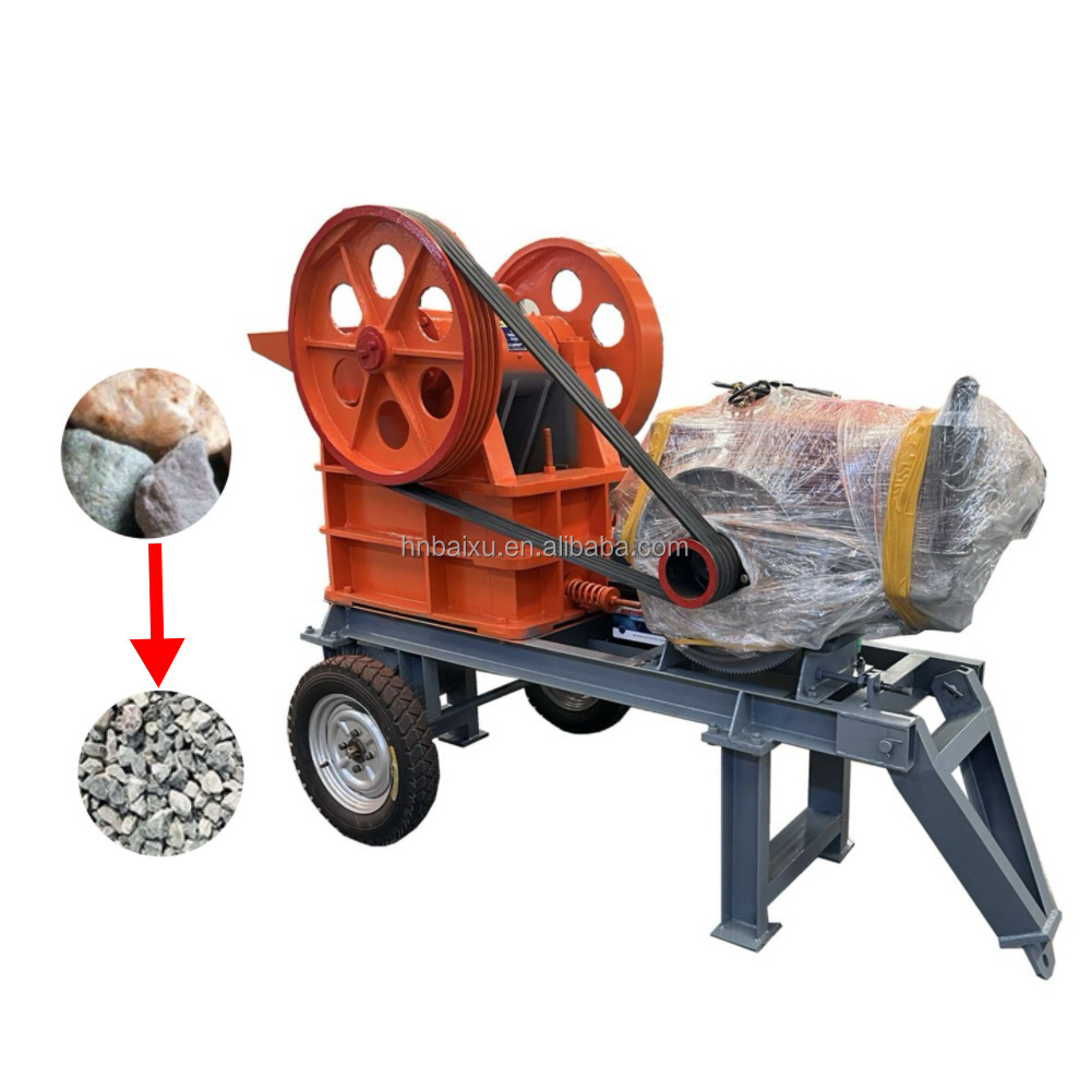 cheap price small mobile stone crushing gold mine 220*350 diesel jaw crusher with towing