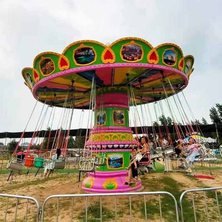 Amusement Park Carnival Chain Carousel 24P Shaking Head Swing Flying Chair Rides For Children and Adults for Sale