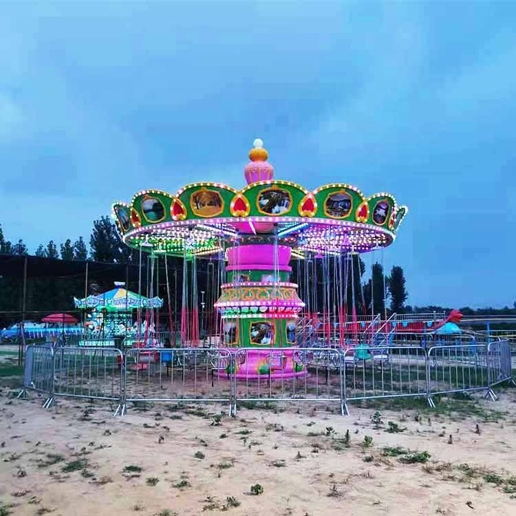 Amusement Park Carnival Chain Carousel 24P Shaking Head Swing Flying Chair Rides For Children and Adults for Sale