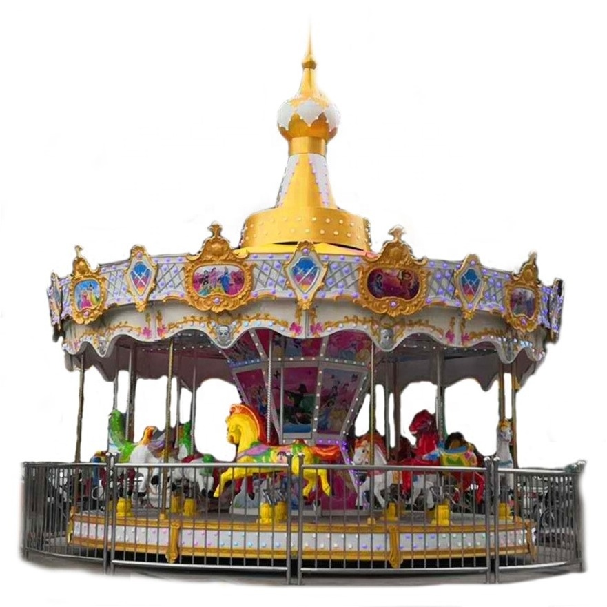 Outdoor Christmas Playground Equipment 16P Bottom Drive Merry Go Round Carousel for Sale