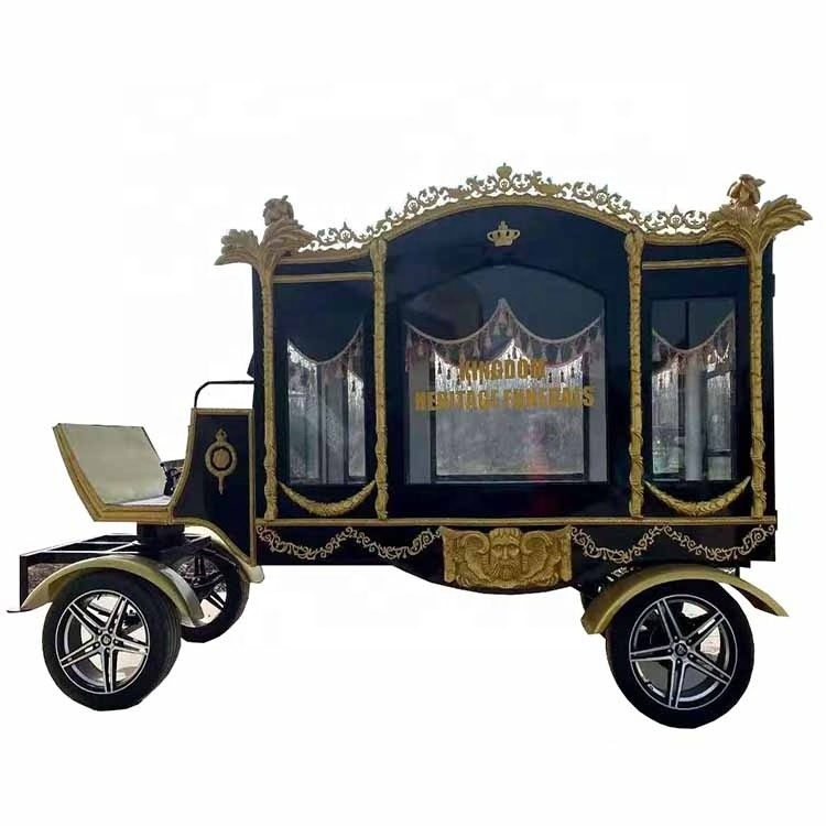 Glass Covered  Black Funeral Hearse Electric Horse  Carriage/Horse-drawn Coffin Carriage