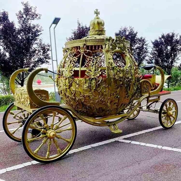 New Design Four Wheels Golden Wedding Cinderella Horse Carriage for Sale