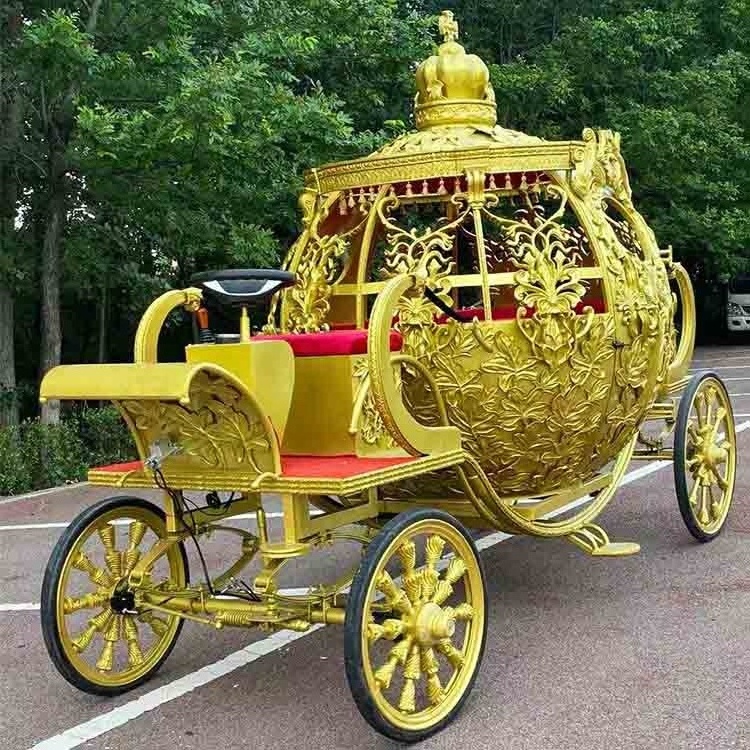 New Design Four Wheels Golden Wedding Cinderella Horse Carriage for Sale