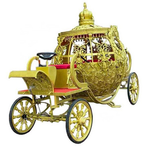 New Design Four Wheels Golden Wedding Cinderella Horse Carriage for Sale