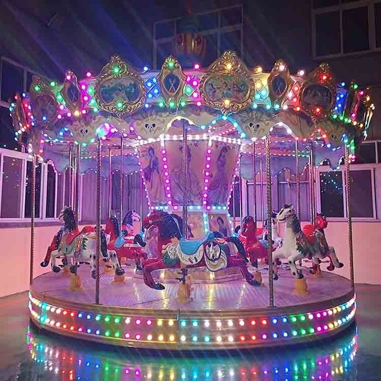 Outdoor Christmas Playground Equipment 16P Bottom Drive Merry Go Round Carousel for Sale