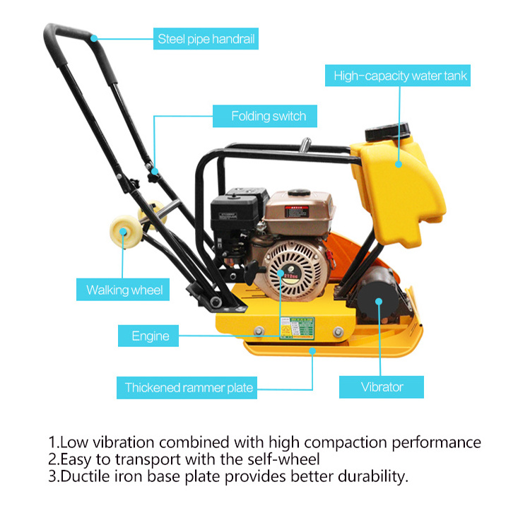 High Quality C90T Gasoline Flat Compactor Asphalt Backfill High Efficiency Vibrating Flat Compactor