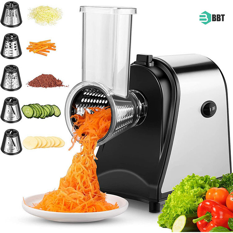 5 In 1  Rotary Cheese Grater Electric Round Vegetable Cutter Food Grinder Salad Machine Kitchen Vegetable Slicer