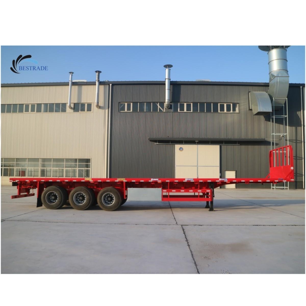 BESTRADE 30 40 50 Ton 2 3 4 Axles Flatbed Semi Truck Container Trailer 48 Ft 40 Ft 20 Ft Flatbed Trailer For Sale