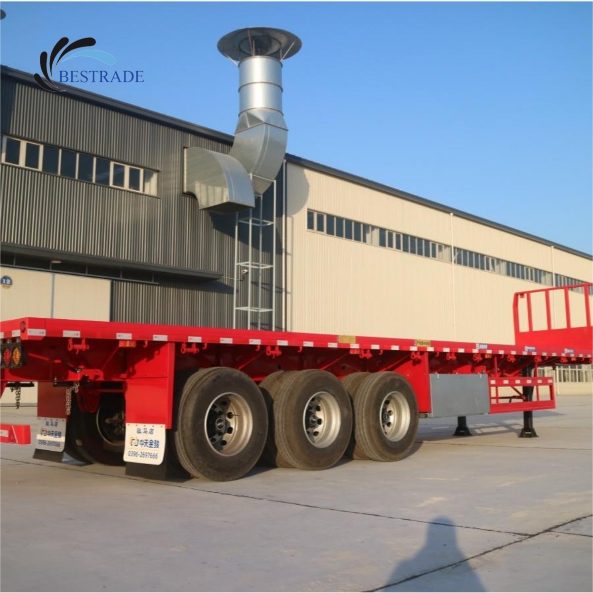 BESTRADE 30 40 50 Ton 2 3 4 Axles Flatbed Semi Truck Container Trailer 48 Ft 40 Ft 20 Ft Flatbed Trailer For Sale