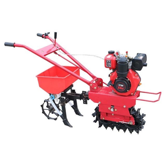 Farm Mini Diesel walking hand tractor tiller Rotary Plough Machine also named Crawler type micro-tiller