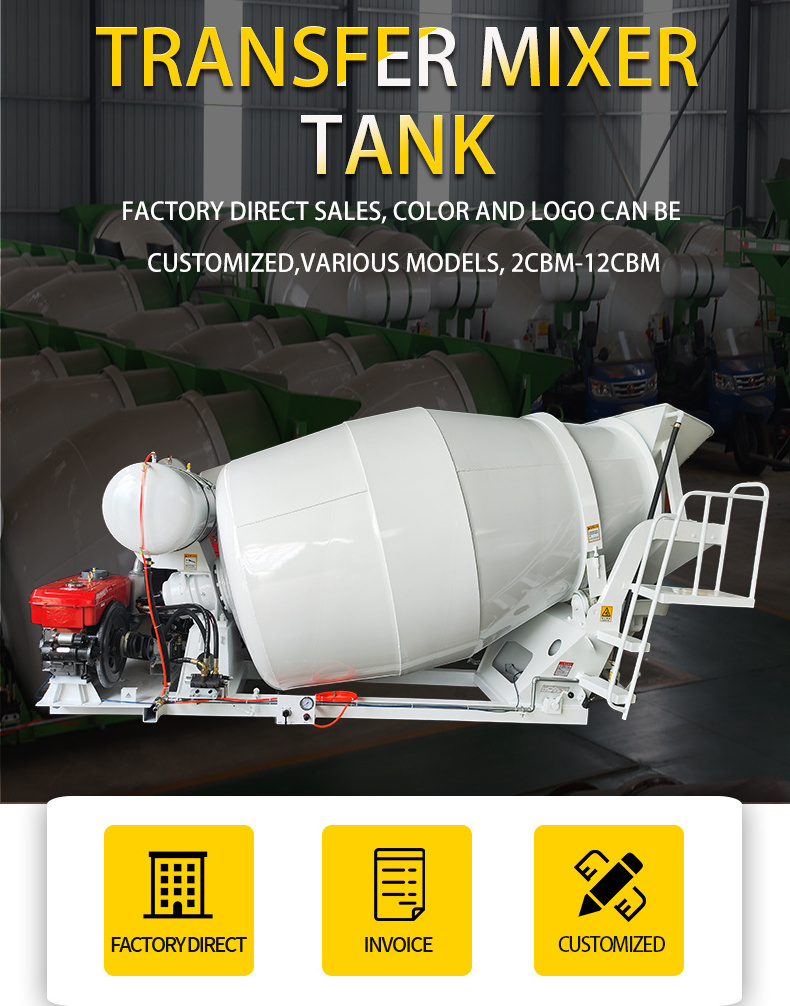 Factory cement mixing tank truck 4 Cubic Yards Concrete Drum Portland Transit Mixers Movable Mini Concrete Mixer For Trucks