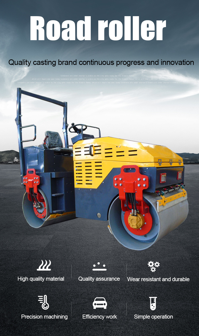 Construction Machine Small Double Drum Road Roller 1 Ton 2 Ton  Road Roller For Sale Small Road Roller Double Drum