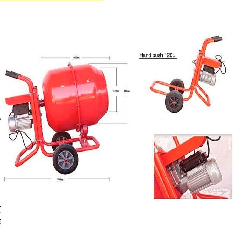 140L handle push mini cement beton mixer portable concrete mixer for sales hand push mortar mixing equipment