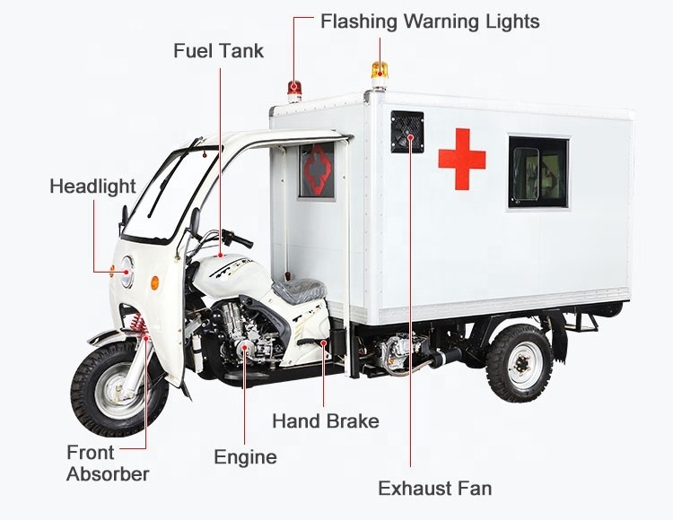 tricycle ambulance three wheel gasoline motorcycle