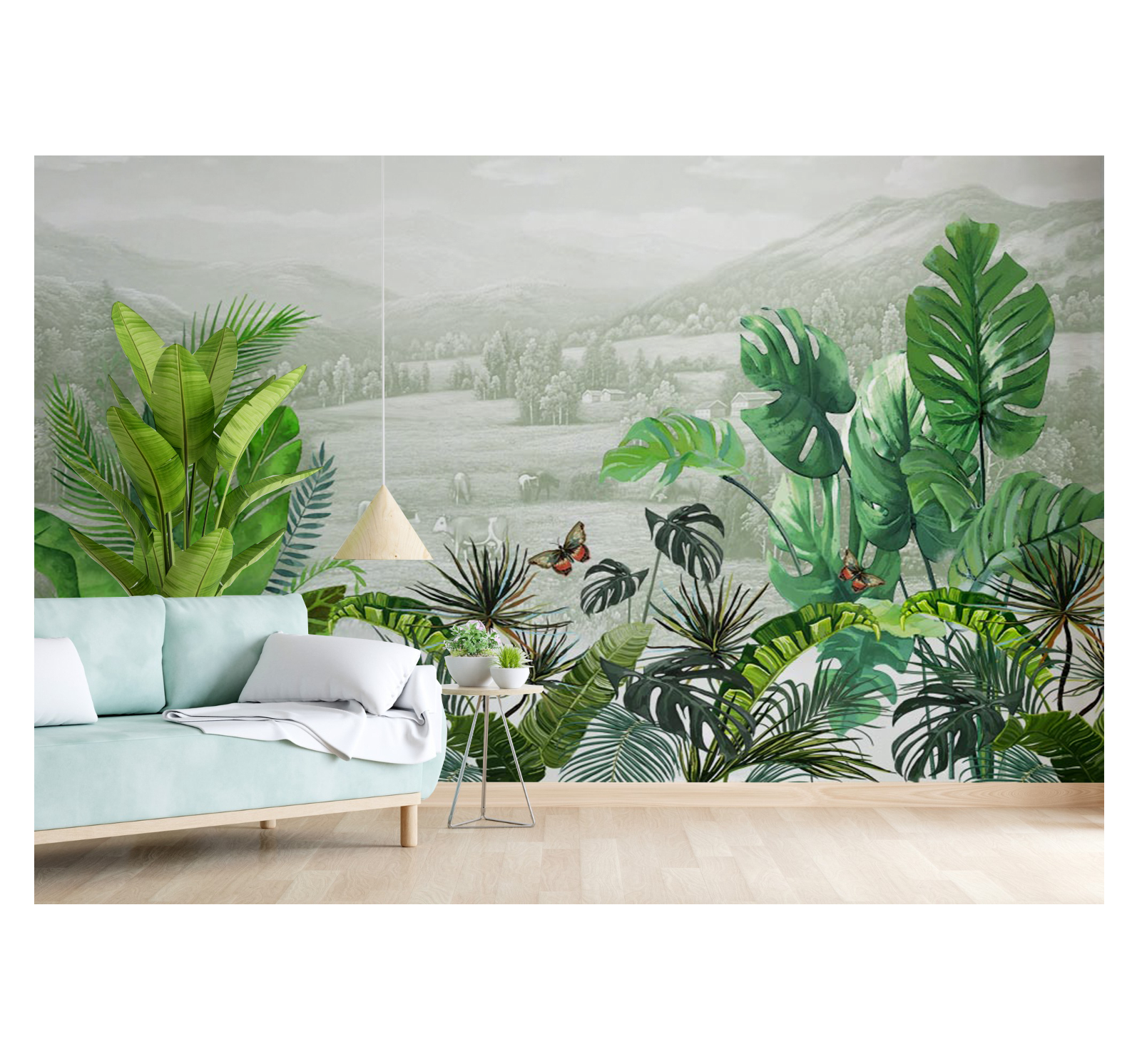 cheap modern Custom Printing Living Room wall sticker 3d house decoration other wallpaper tropical rainforest wallpaper