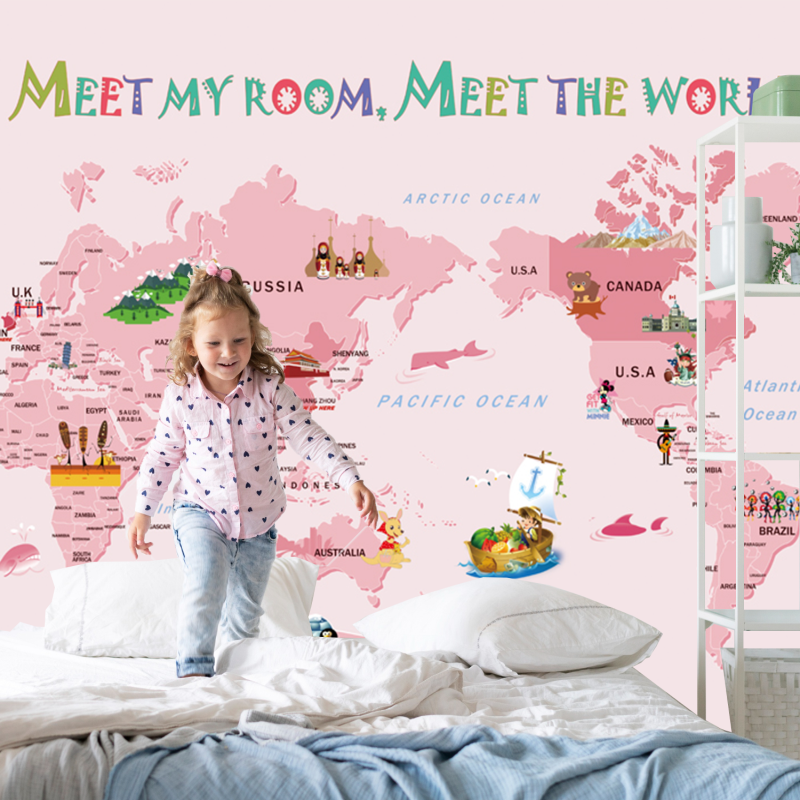 trendy Home Decoration pvc sticker paper World Map wall stickers for kids room