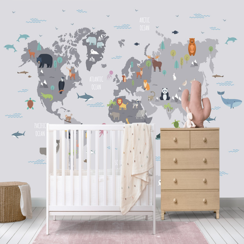 trendy Home Decoration pvc sticker paper World Map wall stickers for kids room