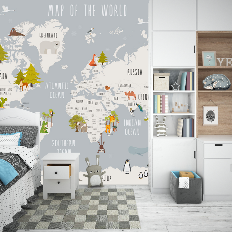 trendy Home Decoration pvc sticker paper World Map wall stickers for kids room