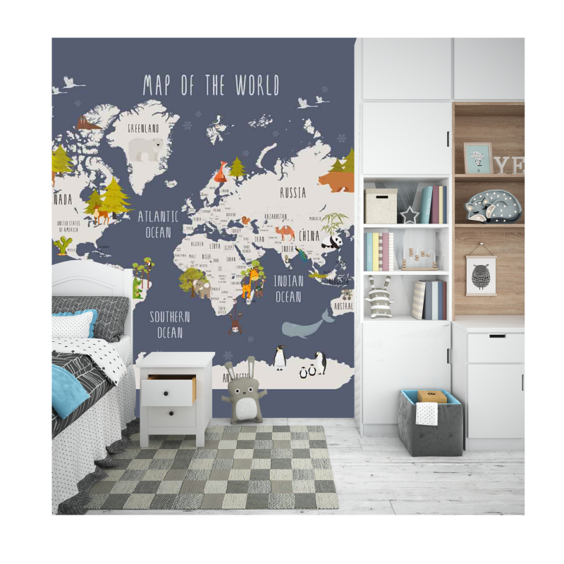 trendy Home Decoration pvc sticker paper World Map wall stickers for kids room