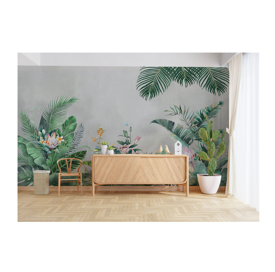 New arrival 3D Wall Sticker 3d fabric wall stickers matte wallpaper rolls Southeast Asia Tropical Rain Forest wallpaper