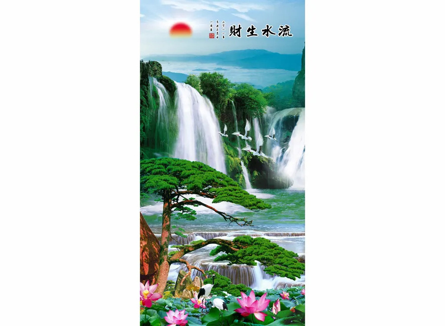 Promotional products 3d home decoration wall paper landscaping mural wallpaper self adhesive for bedroom