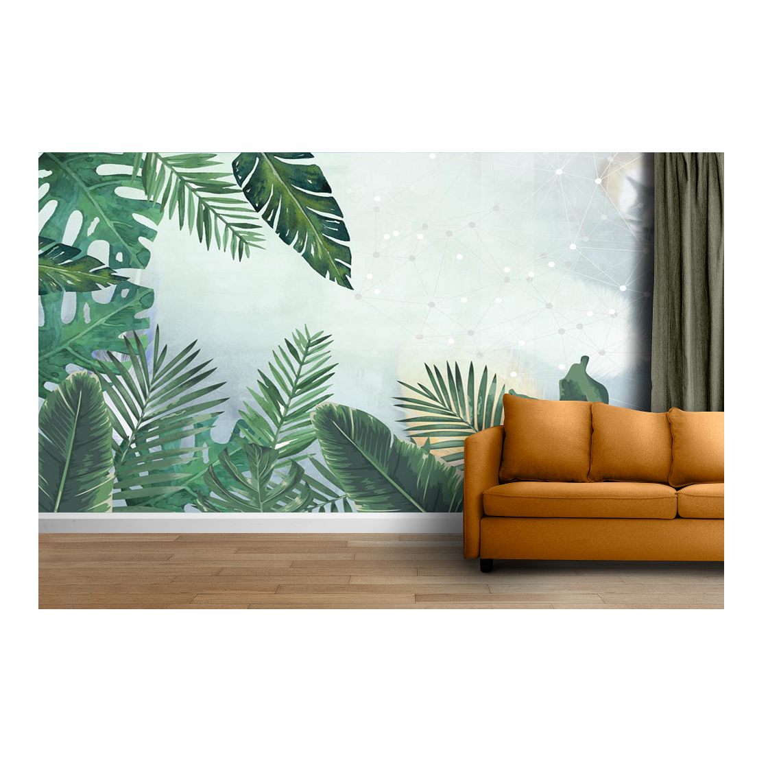 Luxury tropical rainforest room decoration stickers paper wall wall mural abstract art plant green leaf 3d wallpaper