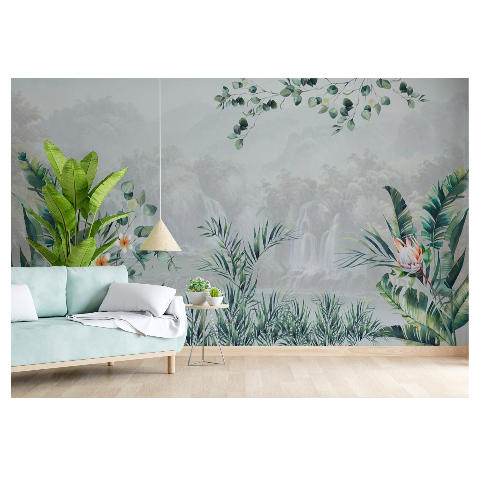 New rainforest poster mural 3d home decoration self adhesive sticker tropical wallpaper green forest wall paper