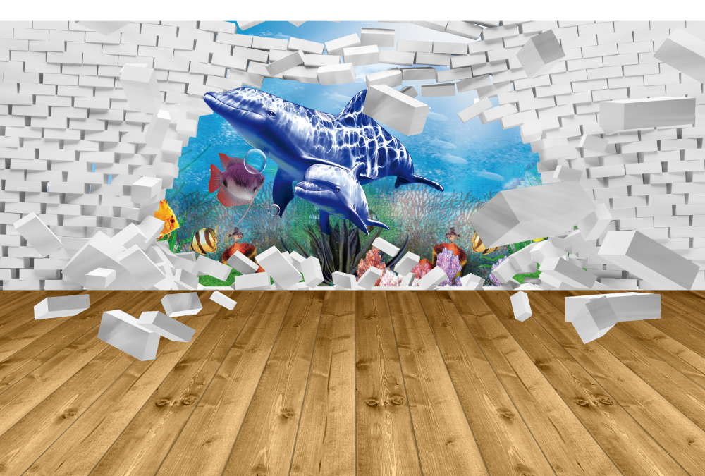 Cartoon style modern 3d nature scenes self-adhesive wallpaper for kids room