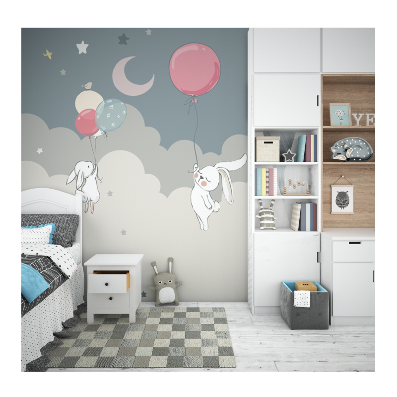 Bedroom 3d Kid's Room Decoration Cartoon Vinyl Wallpaper Hand Painting Cute Wallpaper For Kids Room