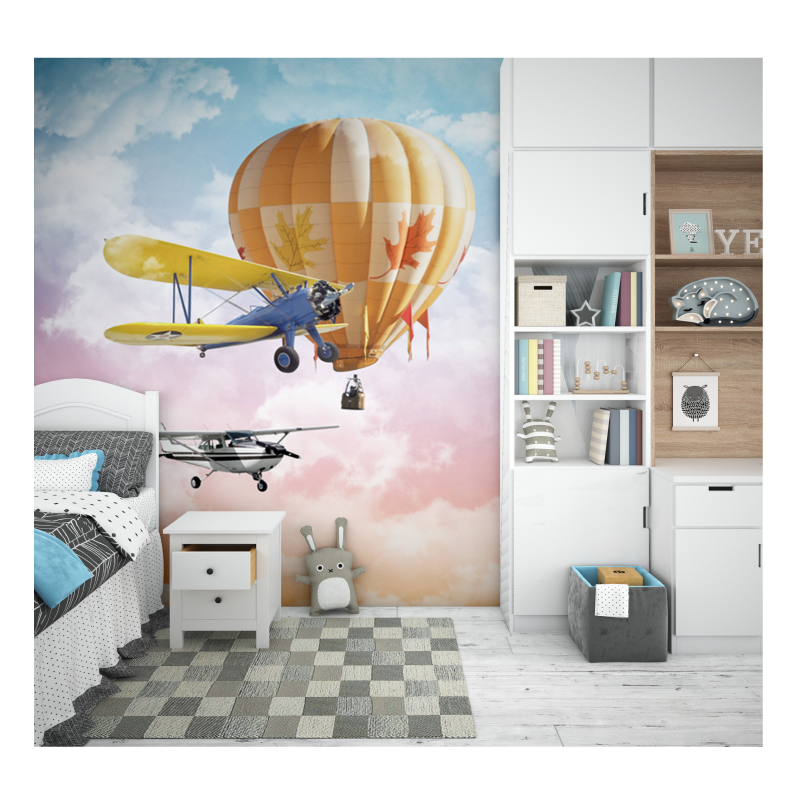 High quality Wall paper Hot Air Balloon kids bedroom customized mural peel stick wallpaper