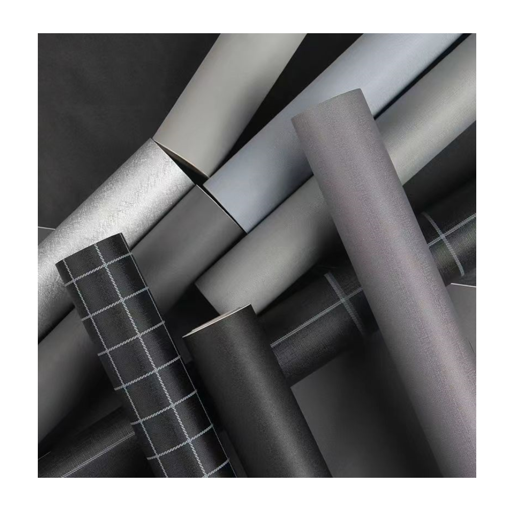 Customized Support Gray PVC Peel and Stick Wallpaper Home Decor Bedroom Living Room Gray Self-adhesive PVC Wallpaper Rolls