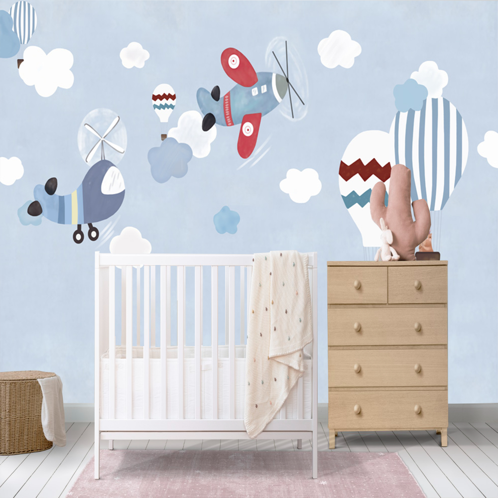 High quality Wall paper Hot Air Balloon kids bedroom customized mural peel stick wallpaper