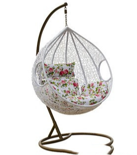 Rattan Swivel Ball Chair Double Seat Hanging Egg Swing Chair Metal Stand Color Optional Garden Furniture Rattan