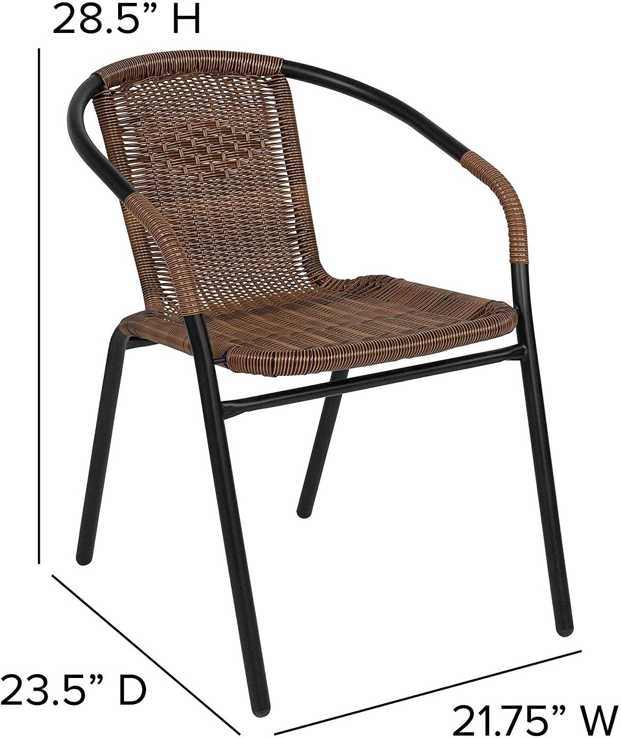 Stackable Bistro Balcony Wicker Patio Arm Chair Outdoor Dining Cane Rattan Chair with Arms Rattan Garden Furniture Set