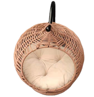 PE rattan sea grass pet cozy house swing hanging rocking cage metal rack cat chairs bed nest small animals cotton cushion