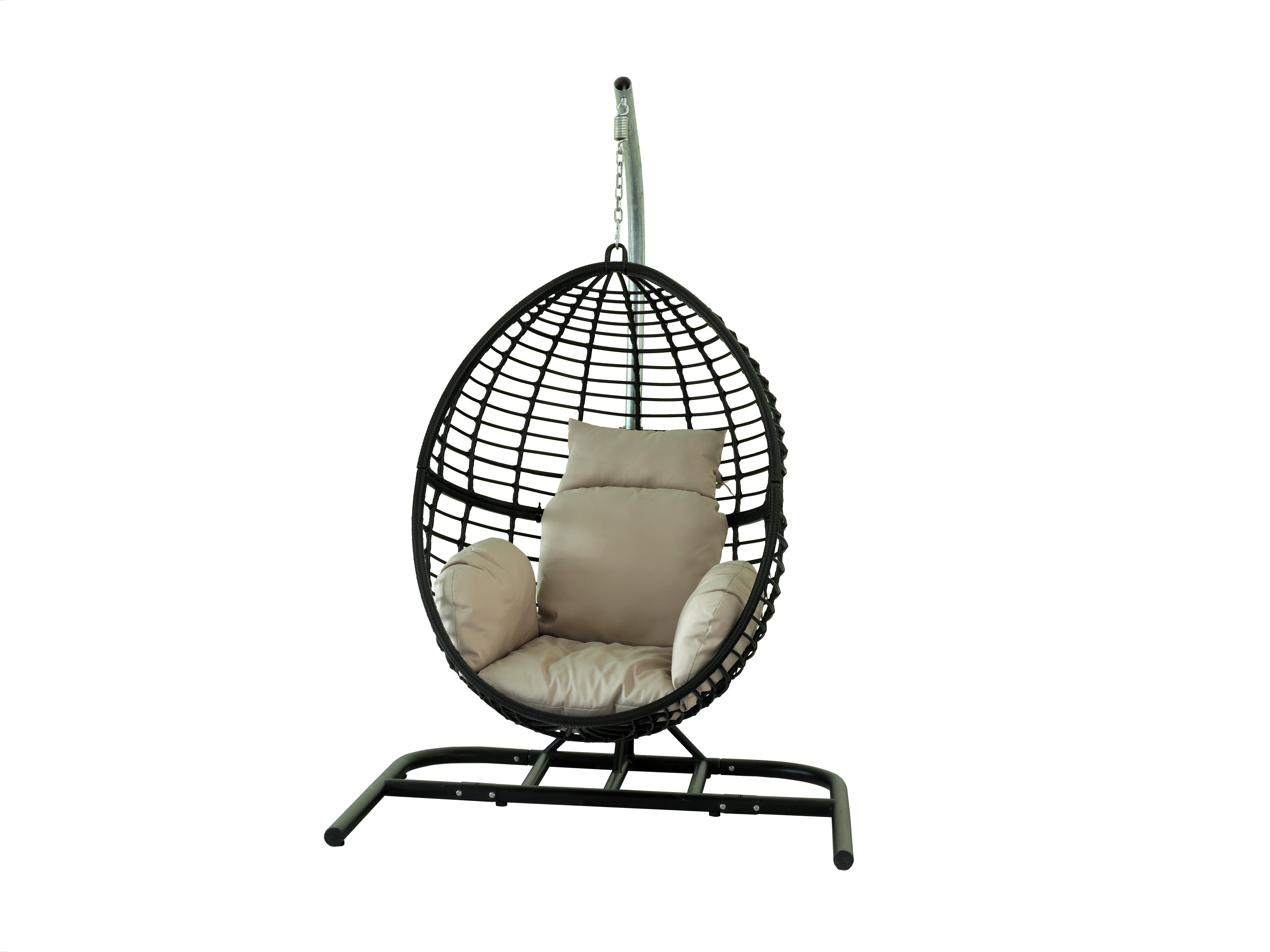 Rattan Swivel Ball Chair Double Seat Hanging Egg Swing Chair Metal Stand Color Optional Garden Furniture Rattan