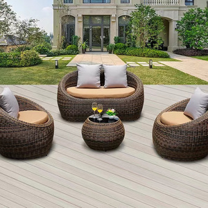 All-Weather Wicker Furniture Sectional Sofa Set Washable Cushions For Backyard Porch Villa Playground Round Rattan Sofa