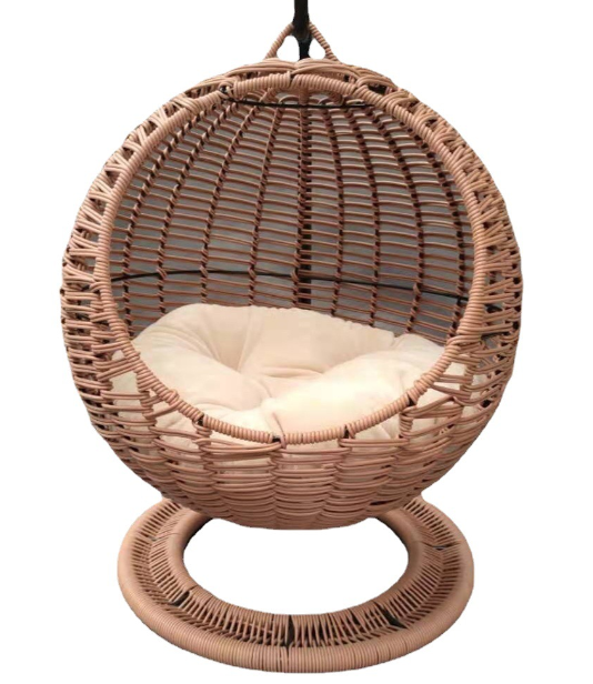 PE rattan sea grass pet cozy house swing hanging rocking cage metal rack cat chairs bed nest small animals cotton cushion