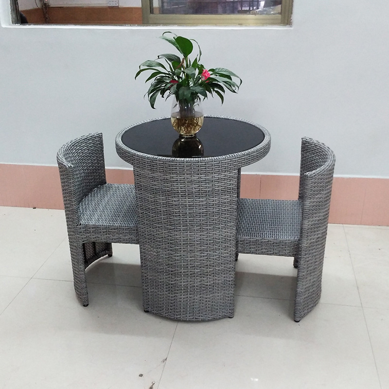 Outdoor Synthetic Resin Rattan Wicker Table Chair 3 Pieces Set Unique Wicker Furniture