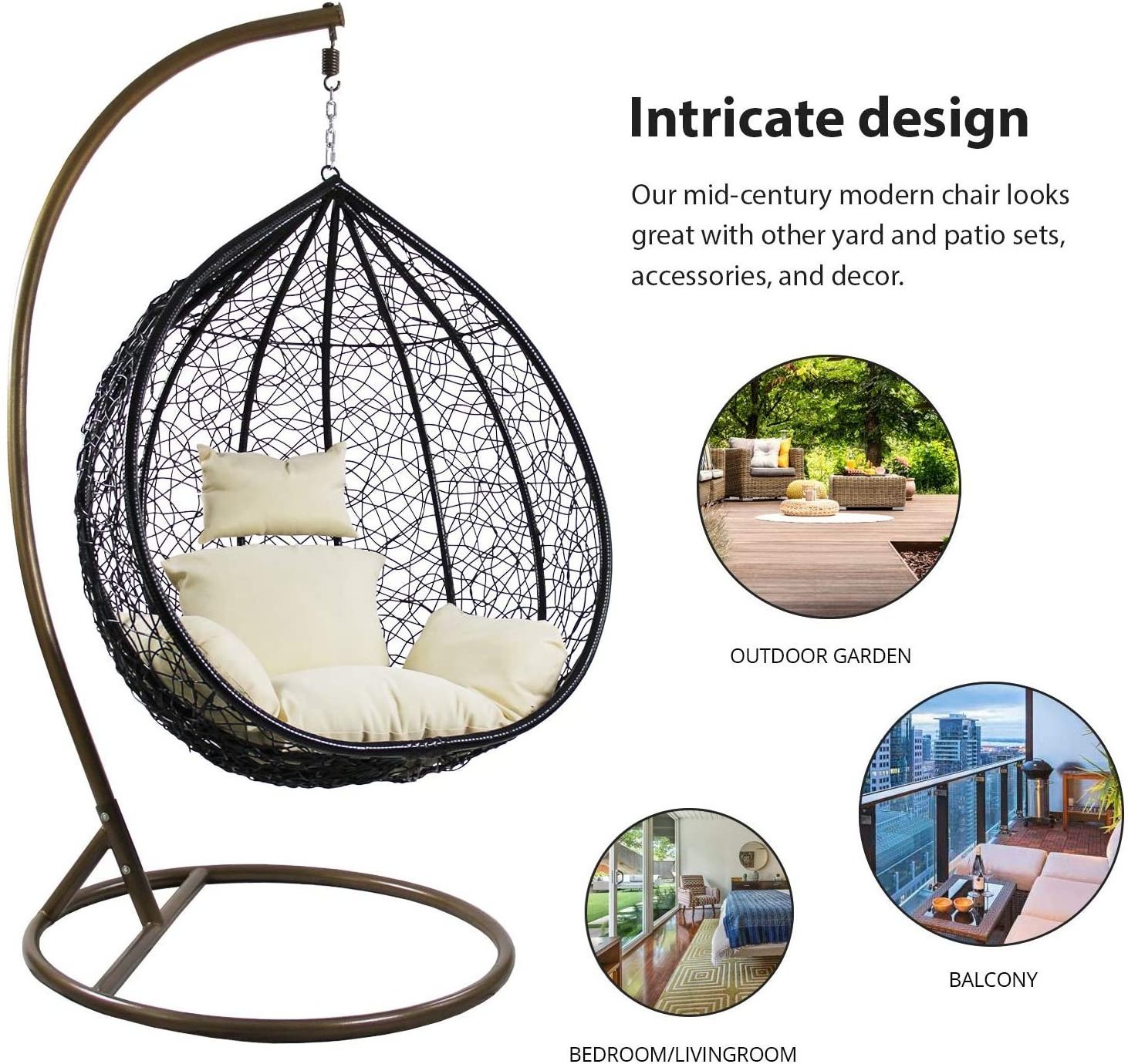 Factory Direct Supply Outdoor Basket Hanging Chair Hanging Basket Furniture Outdoor Rattan Furniture